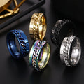 DAIHE Hot Sale Roman Numeral Ring Unisex Titanium Stainless Steel Rotatable Chain Rings Bottle Opener Ring