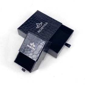 Luxury Black Glossy Drawer Sliding Paper Ring Boxes Custom logo Jewelry Box Packaging