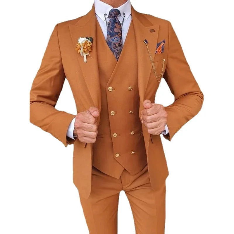 2024 New Style Men's Suits 3 Piece Slim-fit Men Business Set Fashion Texedo Suits Wedding Men Suits 3 Pieces Groom Wear