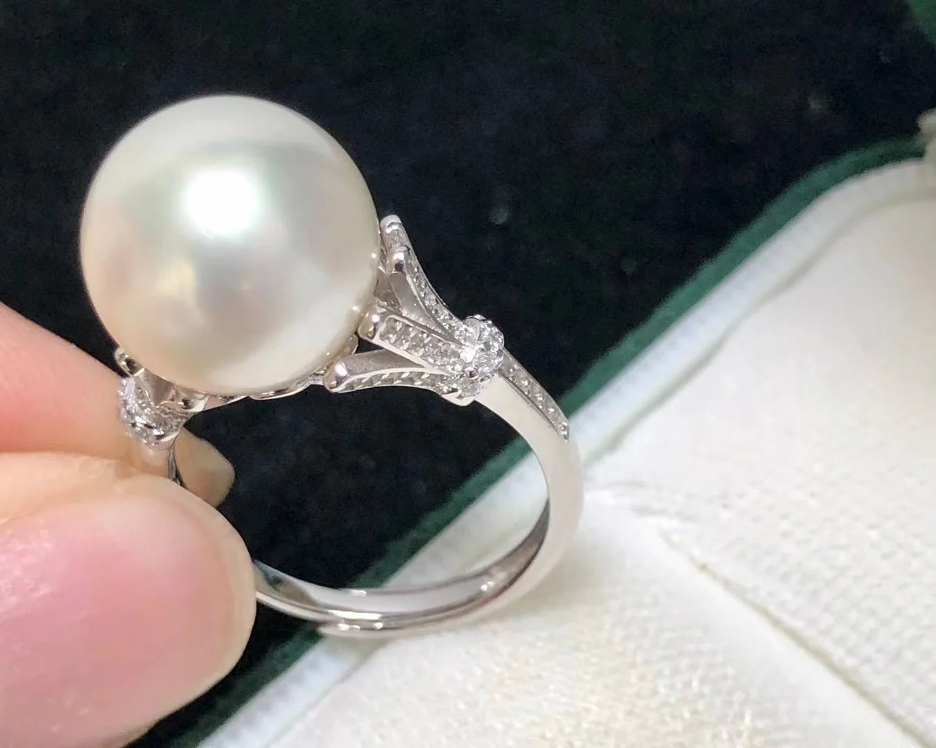 R1036 11-12mm Natural Freshwater Pearl Ring Accessory 925 Sterling Silver Adjustable Size Engagement Jewelry Ring for Women