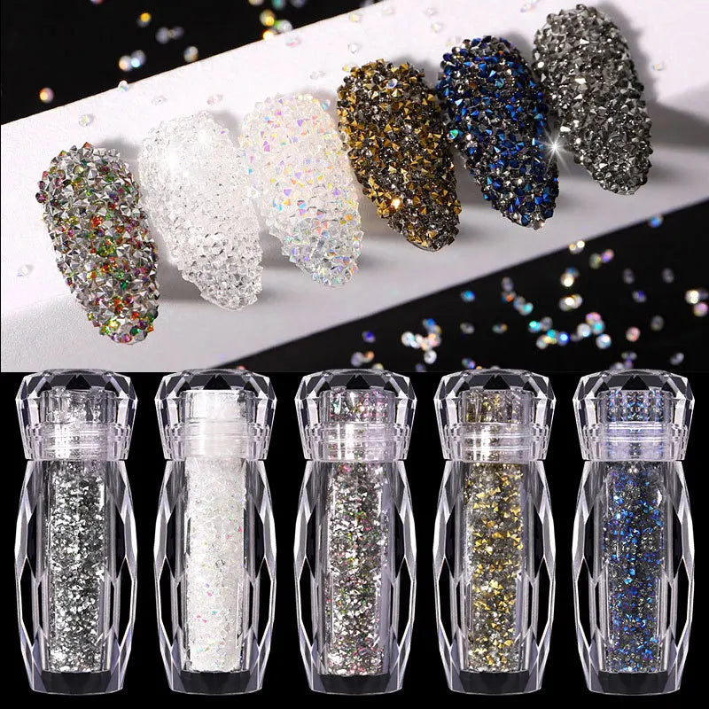 Neon Rhinestone Latest Metal Jewelry Constellations Round Colorful Natural Diamond Women Design Nail Decoration for 3D Nail Art