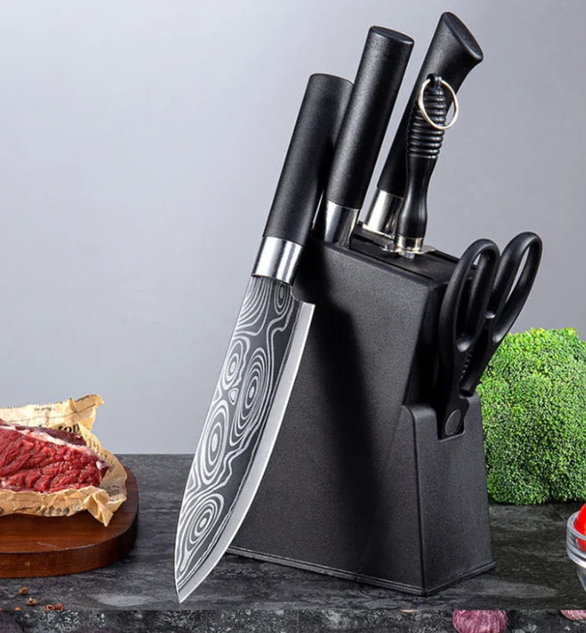6pcs Stainless Steel Kitchen Knives Set Chef Knife Slicing Meat Cleaver Fruit Knife Ceramic Peeler
