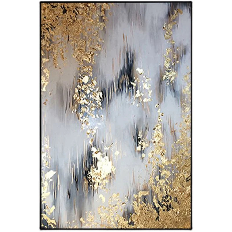 Modern Abstract Wall Art Acrylic Pictures Hand Painted Gold Foil Blue Purple Colorful Landscape New Oil Painting