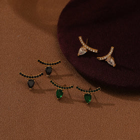 Full Diamonds Waterdrop CZ Stud Earrings Non Tarnish Waterproof Stainless Steel Rhinestone Tear Drop Stud Earrings