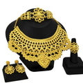 Jachon Indian  Women Jewelry Sets 24K Gold Jewelry Set Bride Necklace Bracelet Earrings Ring Four-piece Set