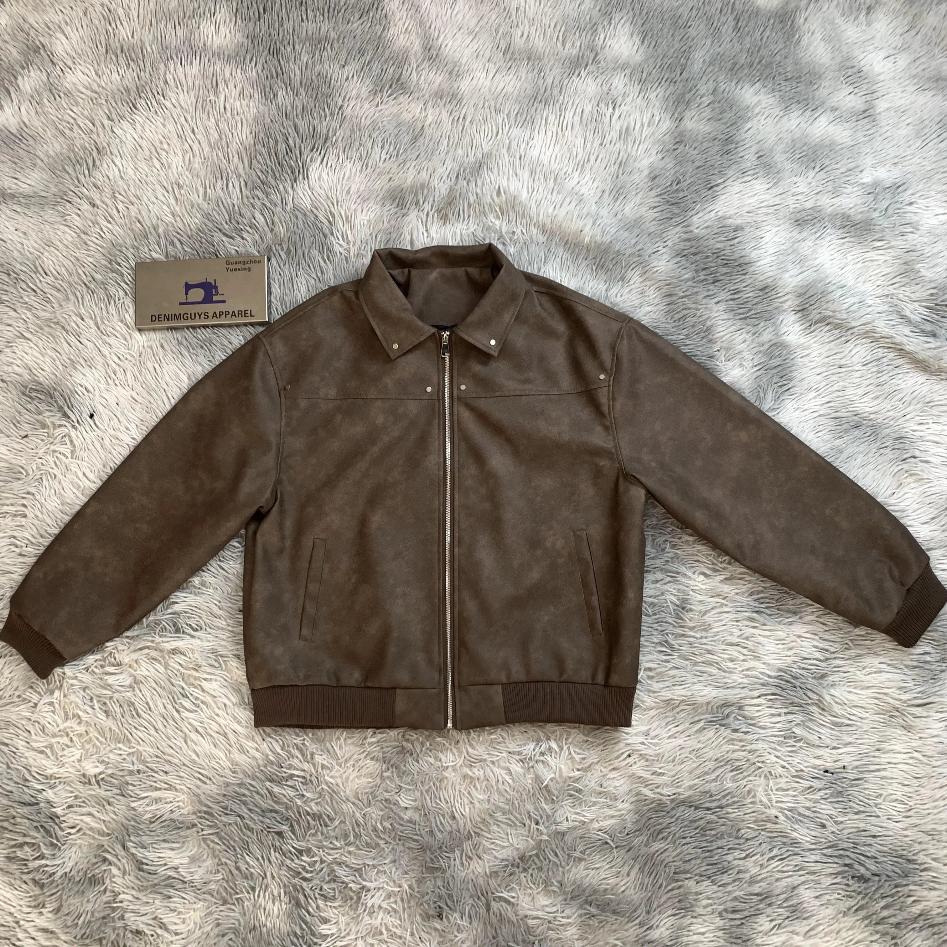 DENIMGUYS Custom Fashion Vintage Zip up Riding Suede Jackets Motorcycle Racing Man Leather Coats and Jackets