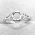 Sterling Silver 6*6mm Semi Mount Ring Empty Frame Blank Support Claw Setting S925 Base Holder Without Center Stone for DIY Inlay