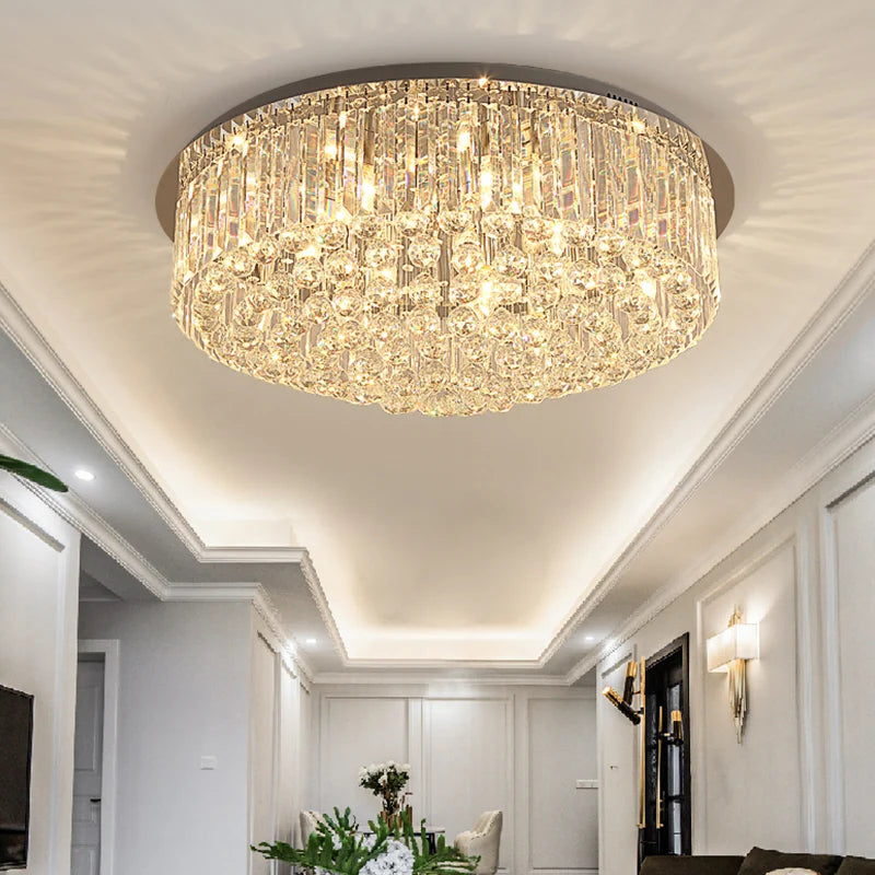 High Selling Lustre Bling Shining Golden Round Ring Living Room Ceiling Lamp Chandelier Lighting Villa Mall