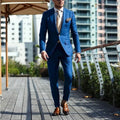 Fashion Blue 2 Pieces Business Men Suits 2025 for Two Buttons Custom Made Wedding Suits for Tuxedos Jacket Pants Blazer Sets
