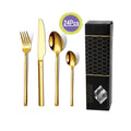 Wedding Stainless Steel Gold Knife Fork Spoon Cutlery Set Restaurant Steak Knife Fork Dessert Spoon Silverware Cutlery Set