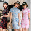2023 Spring and Summer New Short Cheongsam Women's Daily Dress Improved Retro Banquet Mother - a Piece of Hair