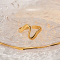 New Style Daily Simple Minimalist Stainless Steel 18K Gold Plated Opening Ring Gift Irregular Curved Rings for Women