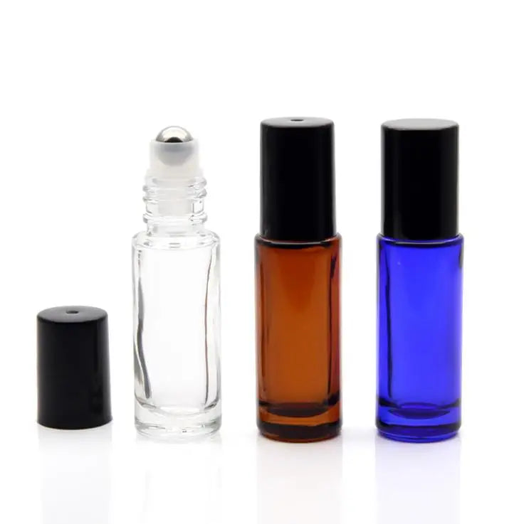 In Stock 4ml clear Amber Blue Glass Roll on Bottle Perfume/essential Oil Bottle