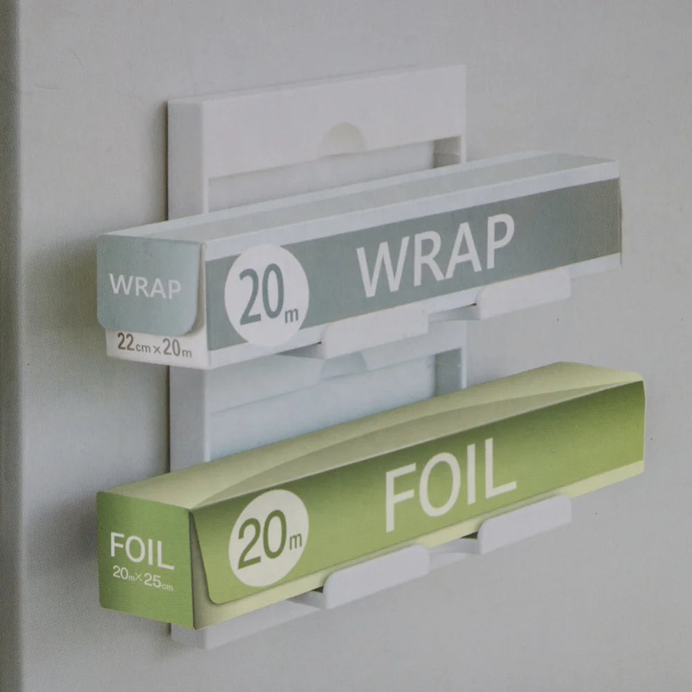 Magnetic Refrigerator Organizer Double ABS Plastic Aluminum Foil Holder Storage Rack Multifunctional Home Kitchen Wrap Organizer
