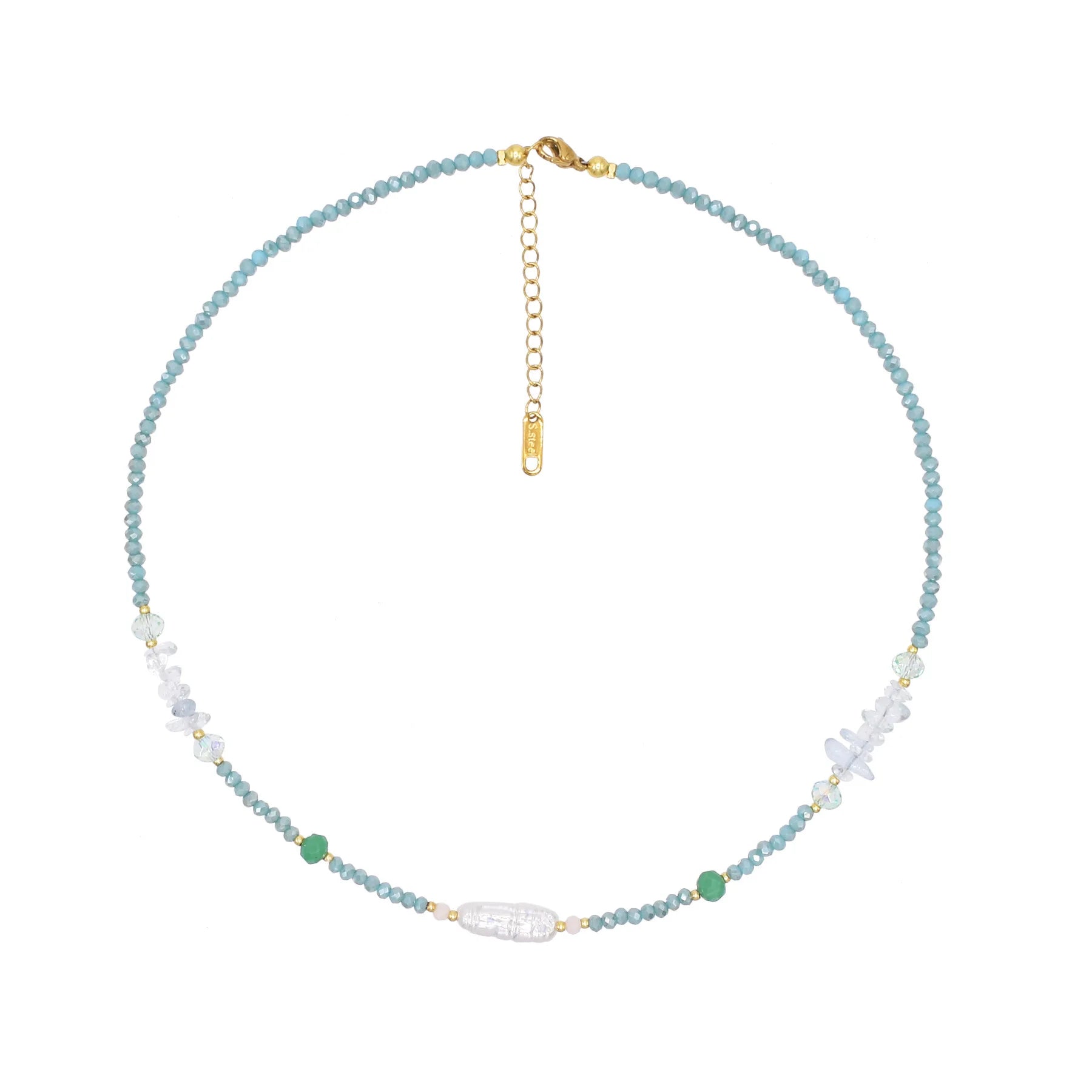 Natural Crystal Healing Gemstone Beaded Necklace Faceted Gem Stone Beads Choker Necklace for Women