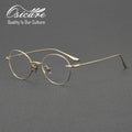 Luxury Brand Punk Gold Round Spectacle Custom Logo Full Rim Women Eyewear Optical Japanese Pure Titanium Eye Glass Frame for Men