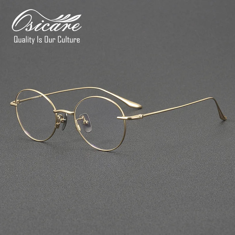 Luxury Brand Punk Gold Round Spectacle Custom Logo Full Rim Women Eyewear Optical Japanese Pure Titanium Eye Glass Frame for Men