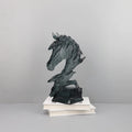 Transparent Dark Green Resin Animal Horse Head Sculpture Hand-painted Artistic Home Decor Living Room Study Ornament