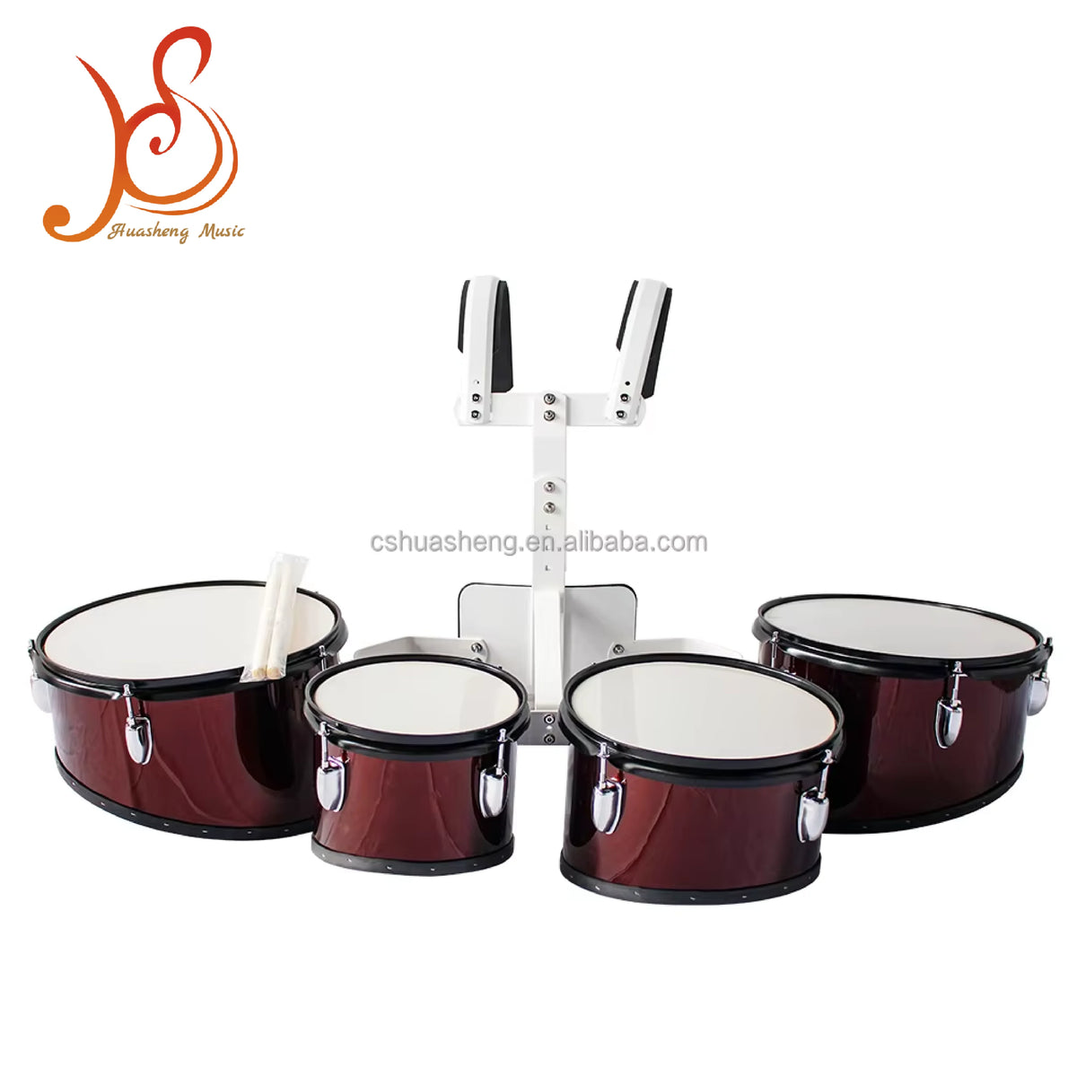 Good Quality Professional Snare Marching Drum Set3-4-5 Joint Wooden with Belt Blue Red White Black