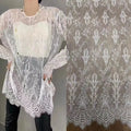 Nylon Ladies Floral Chantilly Lace Fabric Eyelash Border White LT21491