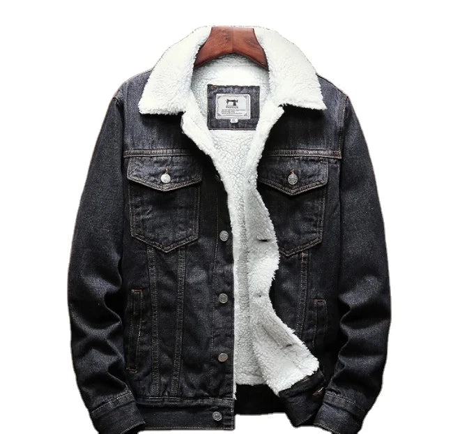 Men's Classic Button Front Rugged Sherpa Lined Denim Trucker Jackets