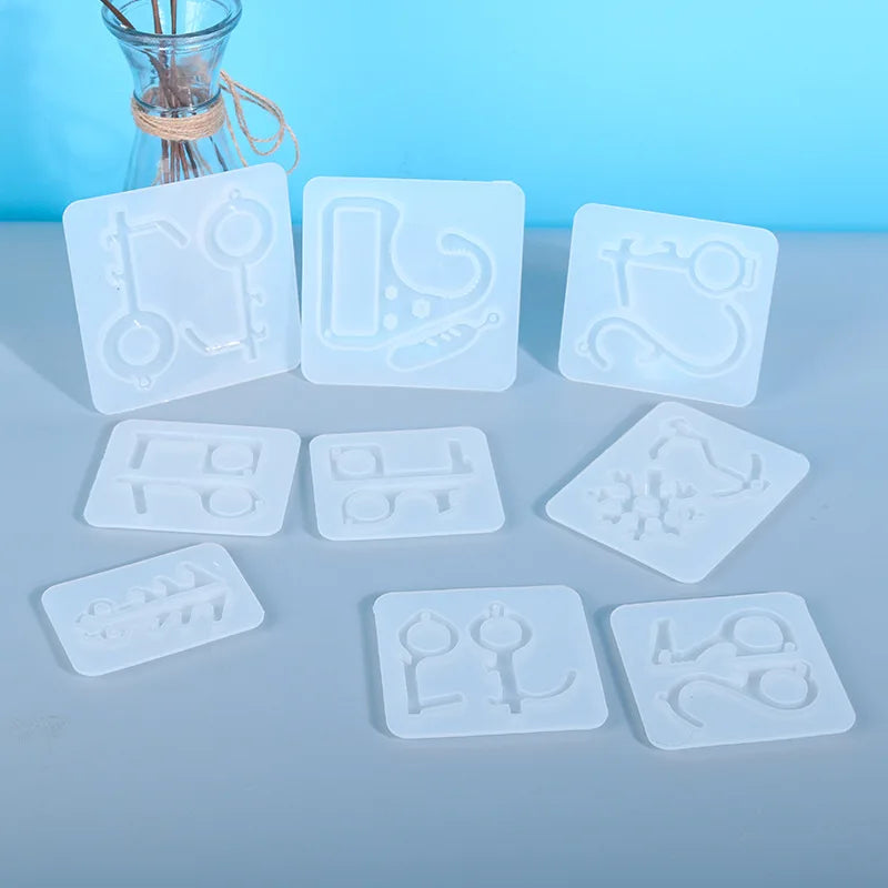 DIY Epoxy Mold 9 Non-contact Keychain Epoxy Resin Silicone Mold Manual Keychain Resin Mold