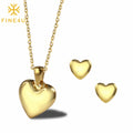 Dainty Fashion Acero Inoxidable Joyas Mayor Gold Plated Heart Earrings Necklace Stainless Steel Jewelry Sets