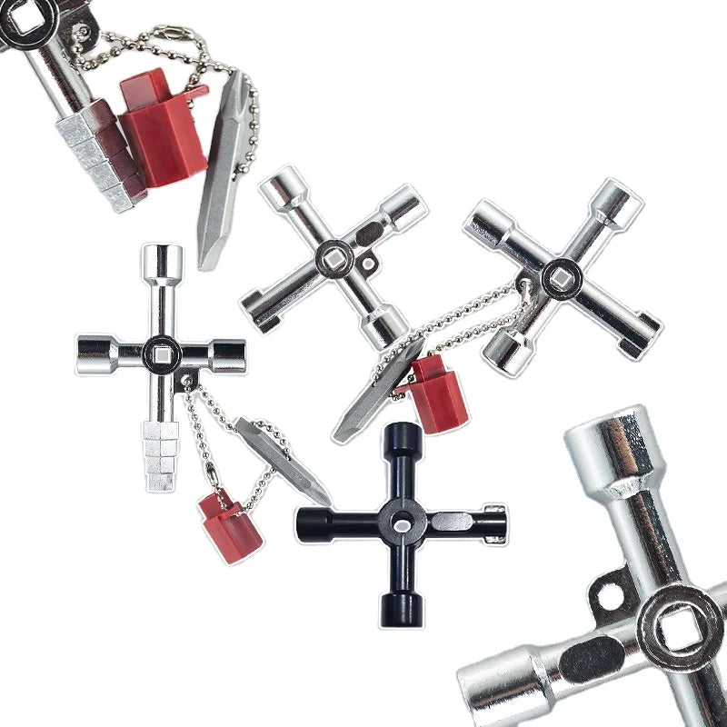 Yunbei Cross Key Wrench Elevator Door Water Meter Valve Triangular Wrench square Hole Round Hole Batch Head Tool
