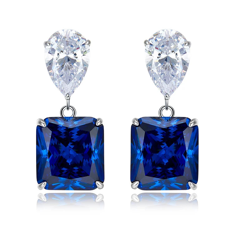 Fine Jewelry Earrings Women Cubic Zirconia Sapphire Earrings 925 Silver Earrings