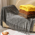 New Arrival Modern Sofa Chair Home Decorative Cozy Solid Acrylic Tassels Knit Throw Blankets for Office Break Nap