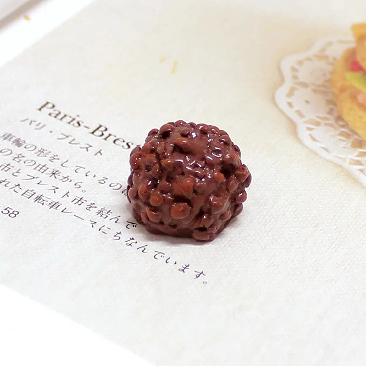 Artificial 3d Brown Chocolate Ball Resin Charm Diy Accessories for Dollhouse