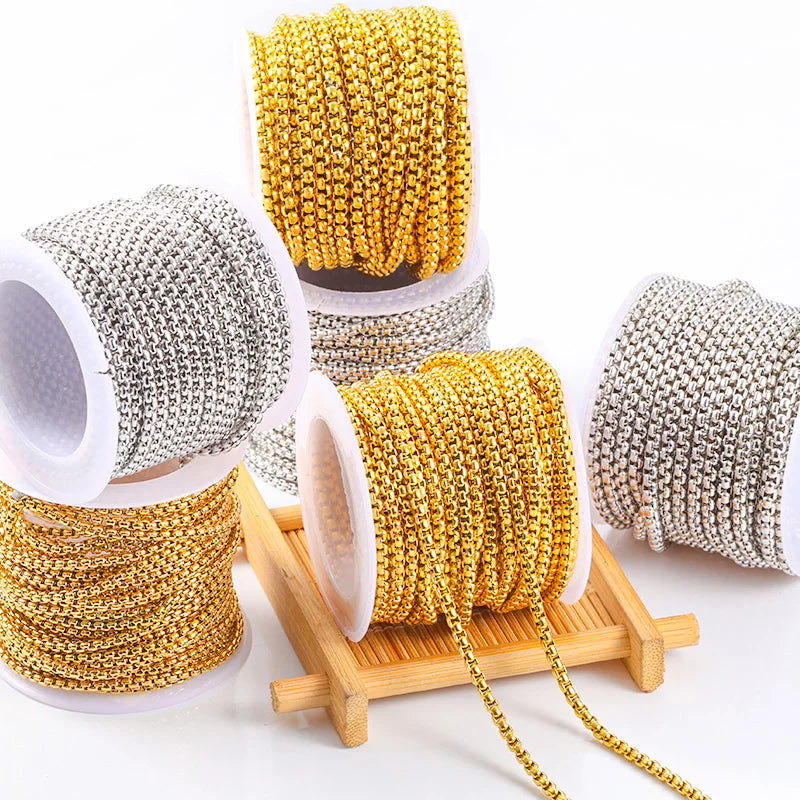 DIY Jewelry Making Supplies 18K Gold Plated 316 Stainless Steel Charms Square Men Women Necklace Bracelet Findings