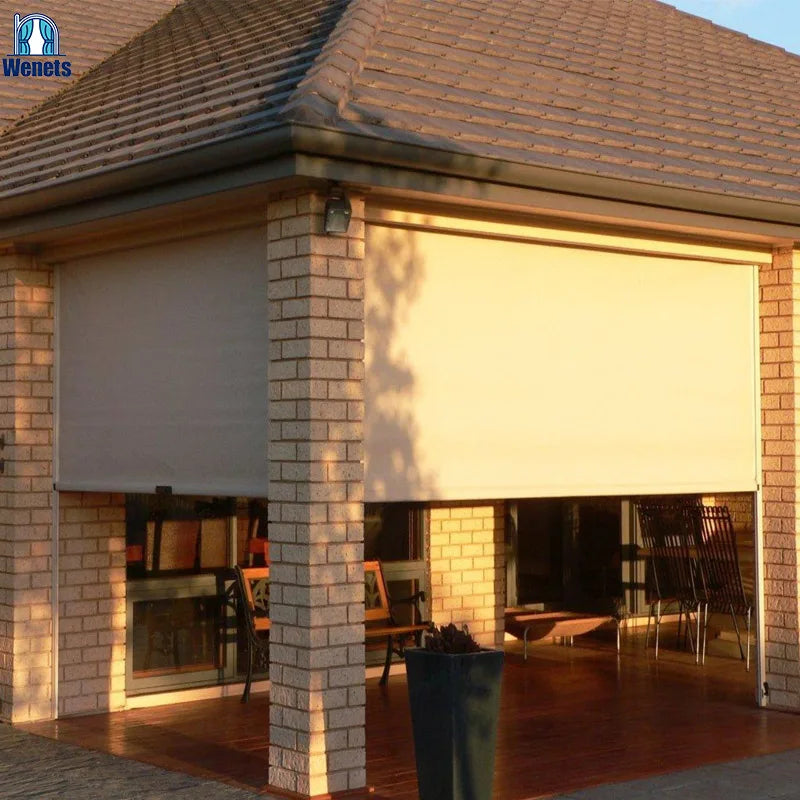 Outdoor Custom Zip Track Roller Blinds Sun Shade Waterproof  Fabric for Pergola Balcony