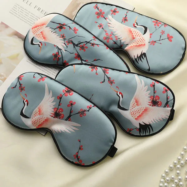New Personalized Printing Sleep Eye Mask Shading Skin-friendly Artificial Silk Eye Mask to Sleep Adjustable Buckle Eye Mask