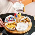 5 Piece Heart Marble Porcelain Divided Serving Dish Compartment Tray Appetizer Platters Candy Snack Plate Relish Eco-Friendly