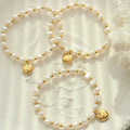 18k Gold Plated Stainless Steel Heart Bracelet Natural Fresh Water Pearl Jewelry for Women Pulsera De Acero Inoxidable