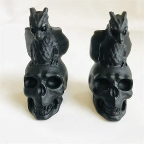 Custom Natural Crystal Skulls Black Obsidian Dragon Fly Skulls for Decoration