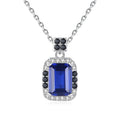 Luxury Trendy Jewelry 925 Sterling Silver Full Rhinestone Zircon Women Fashion Sapphire Gemstone Pendant Necklace