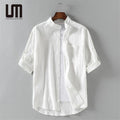 Liu Ming New Arrivals Wholesale 2025 Korean Fashion Summer Men Casual Cotton Linen Loose Solid Color Thin Breathable T Shirts