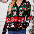 Custom Loose Autumn Winter Knit Cardigan New Sweater Women'S Casual Long Sleeved Christmas Reindeer Pattern Anti-Wrinkle Quick