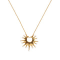 New Fashion Sun Shape Natural Mini Pearl Trim Pendant Necklace Real Gold Plated Brass Necklace Unique Personality