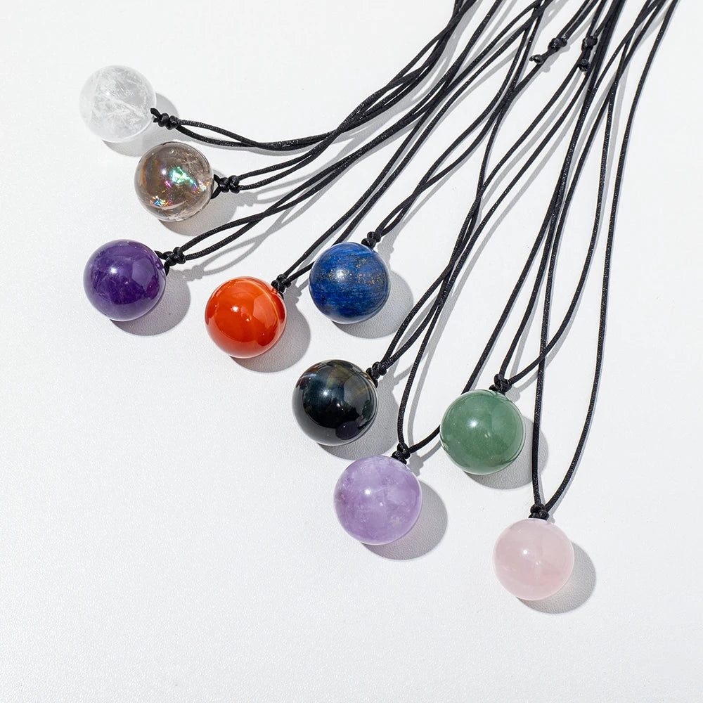 Wholesale Natural Crystal Ball Pendant Healing Amethyst Sphere Necklace Jewelry