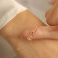 Fancy Vintage Pure 925 Sterling Silver Thin Chain Blue Zircon Square Charm Bracelets for Women Girls Jewelry