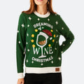 Ladies' Casual Pullover Top Manufacturers Regular Length Full Sleeve Color Blocking Women's Letters Wine Christmas Sweater