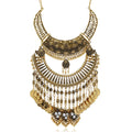 New Exaggerated Ethnic Accessories Collarbone Sweater Chain Jewelry Vintage Three Colors Coin Tassel Necklace Gifts for Women