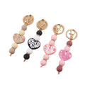 Heart Silicone Beaded Keychain for Teacher Nurse Mom Gift Key Ring Holder Car KeyRing Decoration Purse Backpack Bag Ornament