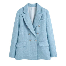 XS-L Spring New European and American Polo Long Sleeve Double Breasted Suit Coat