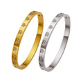 Women Stainless Steel Love Jewelry Gift Classic Stacking Bangles Gold Bracelets With Cubic Zirconia Diamond and Heart