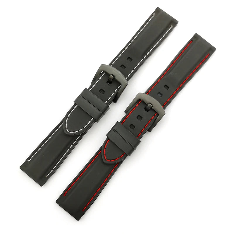 Stitching Sport 20 22 24mm Rubber Silicone Watch Band Watch Strap