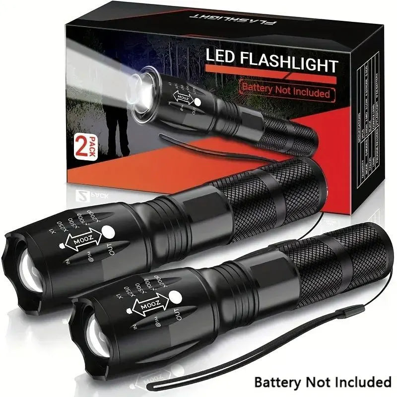 COB LED T6 Zoom Flashlight Rechargeable Aluminum Alloy Body 5 Modes Strong Self-Defense Emergency USB Charging
